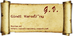 Gindl Varsány névjegykártya